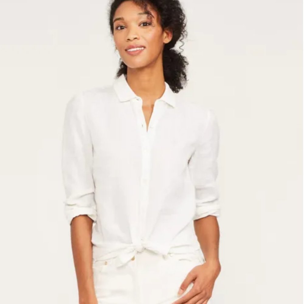 J McLaughlin white linen shirt sz 2